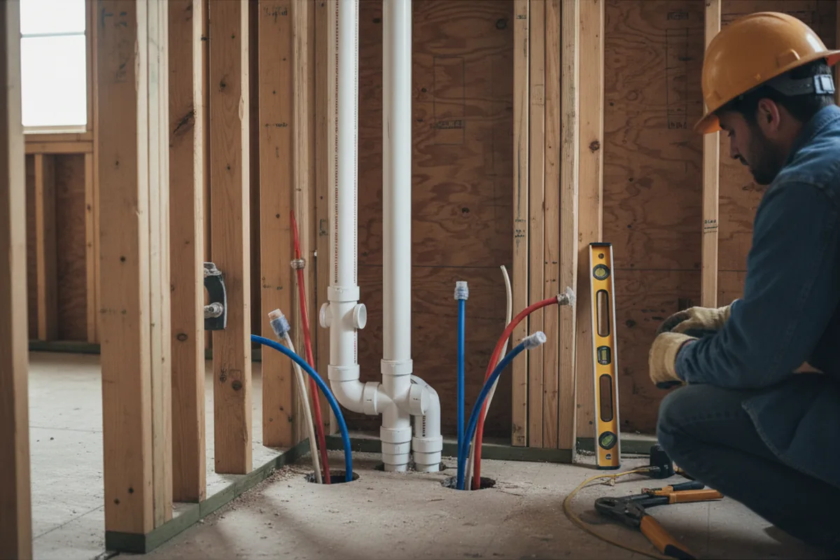 Drain and supply rough-in during Drain Cleaning in Cranford